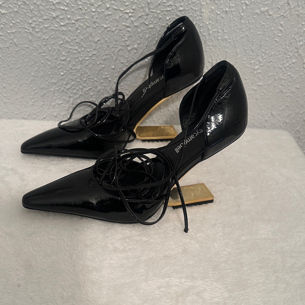 Jeffrey Campbell Demi d'Orsay pump in Black Patent finish with gold- tone Heels - Picture 6 of 15